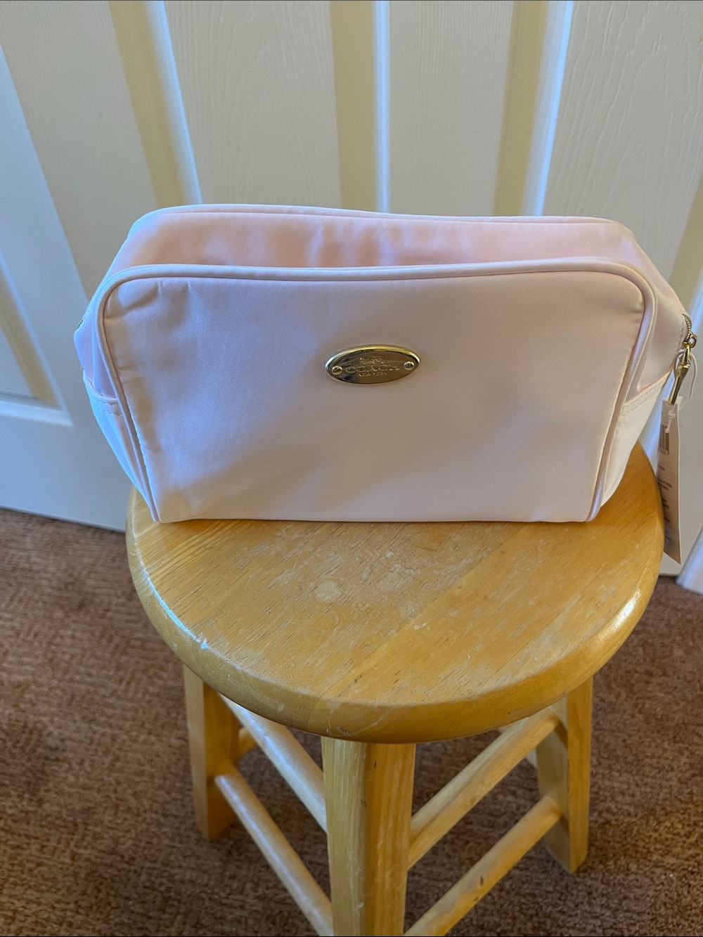 Coach Pale Pink Cosmetic Case with Gold Plaque 9X6